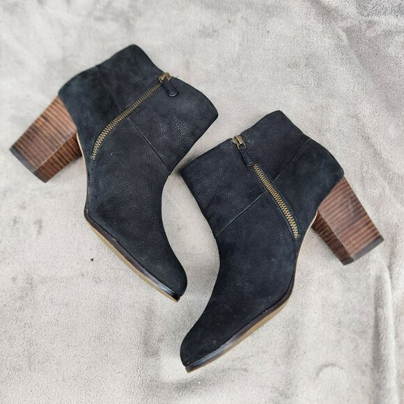 Cole Haan Shoes Womens Size 8.5 Black Leather Side Zip Ankle Booties - Picture 6 of 12